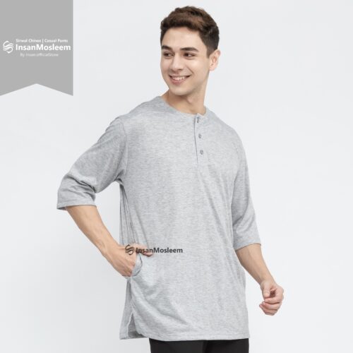 InsanMosleem Variasi kaos kurta pria dewasa (4) InsanMosleem - Baju Kurta Putih Polos Kaos Kurta bahan tebal Pria Lengan 3/4 Adem