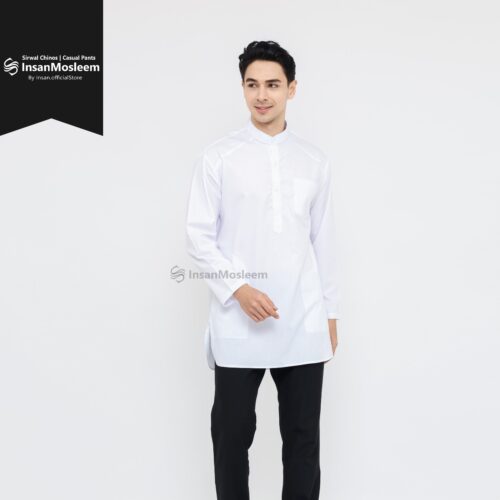 InsanMosleem - Koko Putih Polos Kurta Lengan Panjang Oxford Premium InsanMosleem